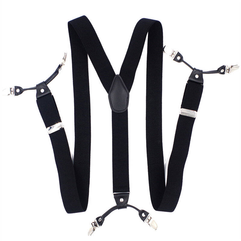 Brown - Men's Suspender Business Trousers Strap Clips Braces Vintage Casual Suspensorio Trousers Six