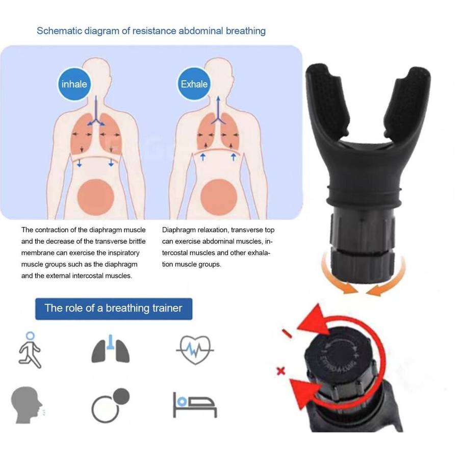 Blue - KALOAD 1PCS Portable Mouthpiece Silicone Breathing Trainer for Lung Capacity Oral Muscular Fi