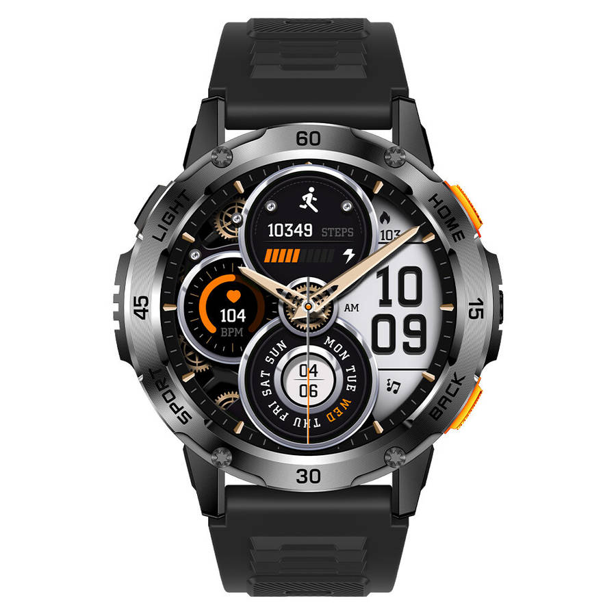 Black - BlitzWolf BW-AT7 1.53-inch Screen Built-in Flashlight bluetooth Call Heart Rate Blood Oxygen