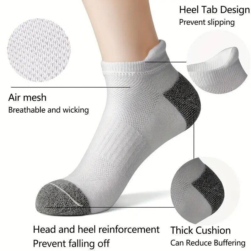 Grey - 6 Pair Cotton Men Socks Comfy Solid Color Male's Short Sock Summer Cycling Breathable Mesh Ru
