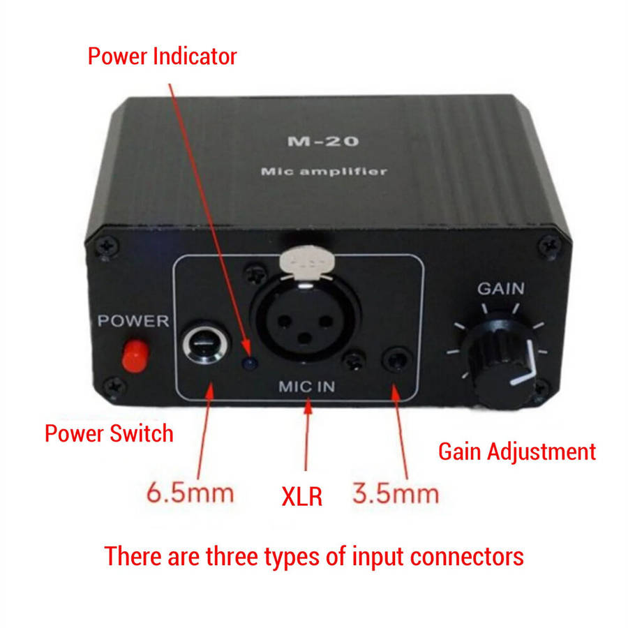 XLR cable - High Gain 48V Microphone Preamp Low Noise XLR Output Balanced Amplifier Compact Design f