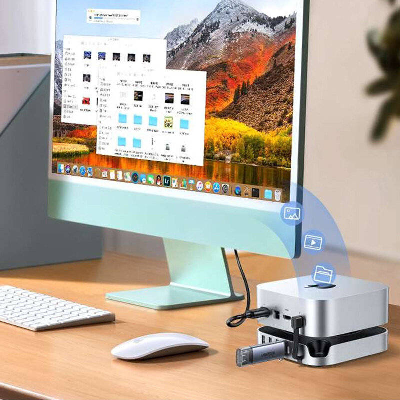 11 in 1 - UGREEN CM841 for Mac Mini 11-in-1 Docking Station with M.2 NVMe SSD Slot 10Gbps USB-A Hub