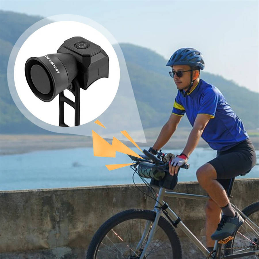 Black - BENGGUO Bicycle Horn 120dB High Sound Bike Bell Horn 5 Light Modes 200mAh Type-C Waterproof