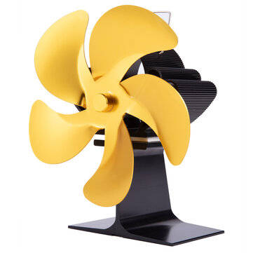 Quiet 210CFM 5 Blades Stove Fan Heat Powered Saving Fireplace Ecofan Burner (COLOR: GOLD)