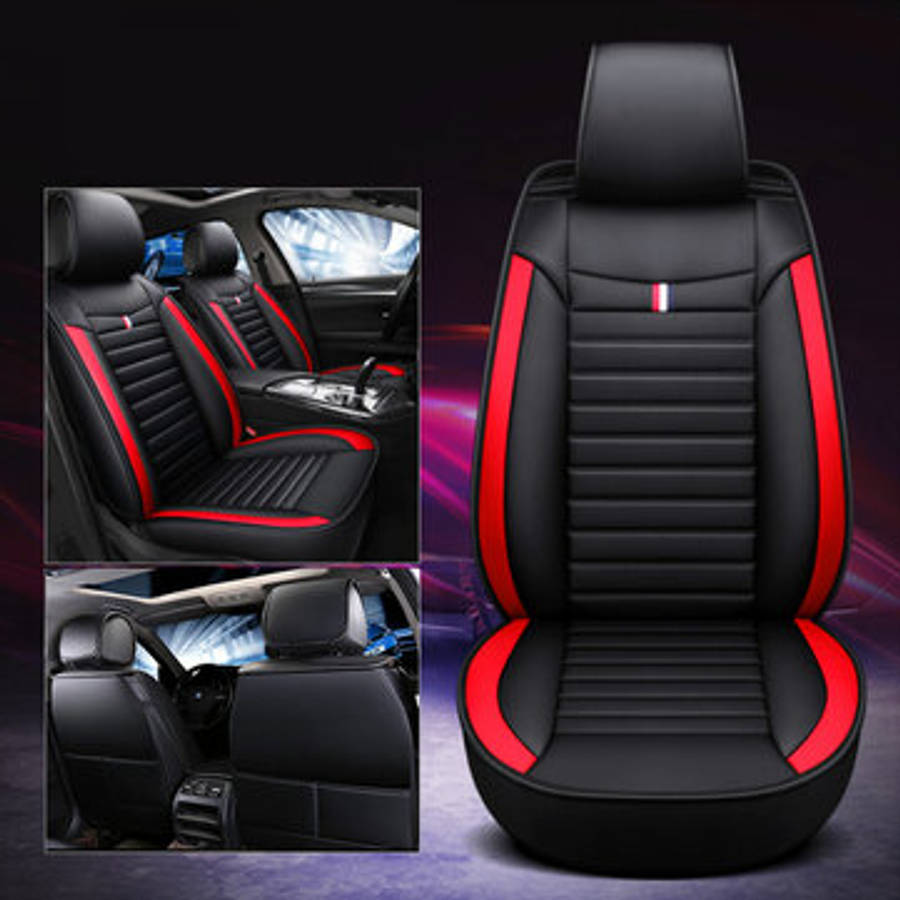Car Seat Cover Full Front Cushion Universal Deluxe PU leather Covers Protector (COLOR: RED)