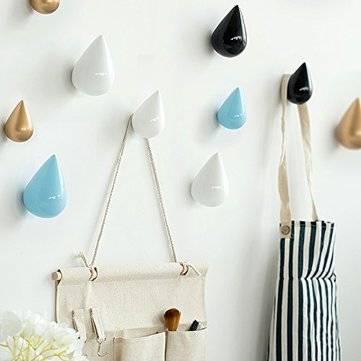 Honana HN-48 Brief Water Drop Shaped Hook Wooden Decorative Wall Mounte... (COLOR.: RED | SIZE 3: L)