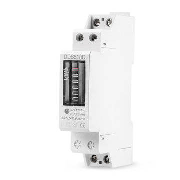 DDS518C Din Rail Single Phase Energy Meter 5-32A AC 230V Analog Counter Electricity Power Consumptio