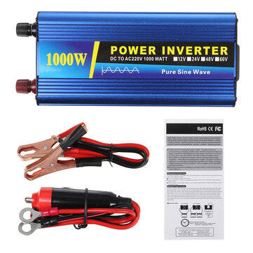 1000W Power Inverter DC 12/24/48V to AC 220V Car Sine Wave Converter (VOLTAGE: 12V)