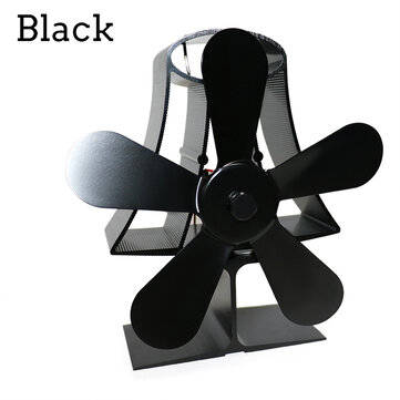 5 Blade Heat Self-Powered Wood Stove Fan Burner Fireplace Silent Ecofan (COLOR.: BLACK)