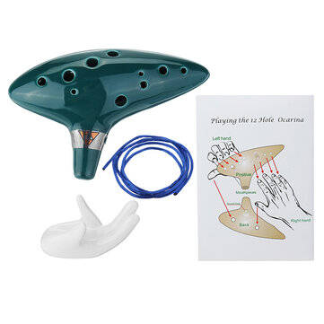 12 Hole Ceromic Ocarina Alto C Tone Handicraft Legend of Zelda Ocarina with B... (COLOR.: DARKGREEN)