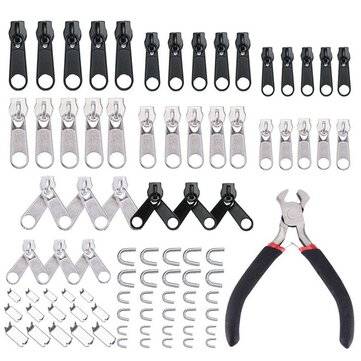 85Pcs Zipper Repair Kit Zipper Replacement Zipper Pull Rescue Kit with Zipper Install Pliers Tool an