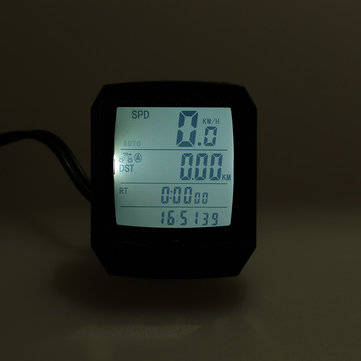 Bogeer YT-833 Large Screen Backlight Waterproof Bike Computer Speedometer Stopwatch Calendar Black
