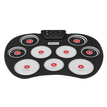 Portable Electronics Drum Set Roll Up Drum Kit 9 Silicone Pads USB Powered with Foot Pedals Drumstic