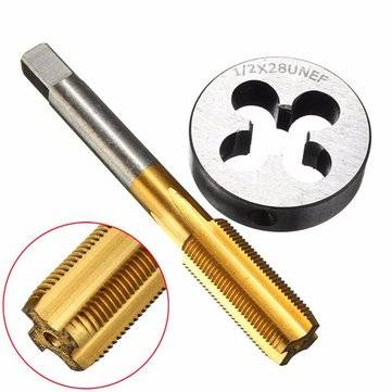 1/2-28 Titanium Coated Right Hand Thread Tap and Round Thread Die