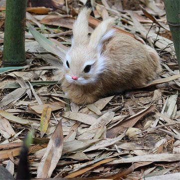Lifelike Rabbit Crouching Animals Models Handmade Realistic Dolls Stuffed Plush Toy (COLOR.: KHAKI)