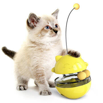 Pet Interactive Tumbler Toy Leaking Food Ball Toy Cat Stick Turntable Toy Funny P... (COLOR: YELLOW)
