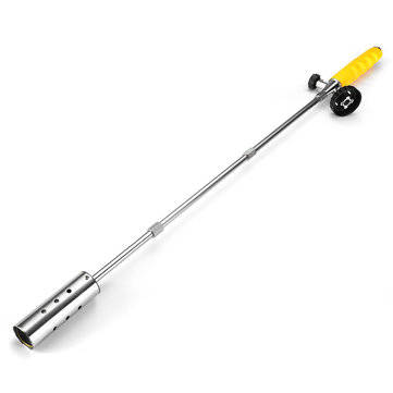 Butane Gas Burner Torch Ignition Weed Killer Flamethrower With 2 Stainless Steel Extension Pole