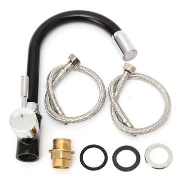 Black Plating Kitchen Sink Hot Cold Faucet Single Handle LED 3 Colors Changing Basin Mixer Tap