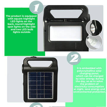 4000MAH Solar System Light Solar Power System Household LED Solar Light with 2DC Output
