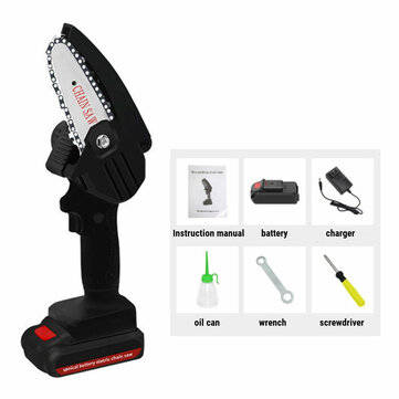 4 Inch Electric Chain Saw Chainsaw Wood Cutter Garden Tool W/ 1pc ... (PLUG: EUPLUG | COLOR.: BLACK)