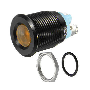 12/24/36V 16mm Metal Dash Panel Warning Pilot LED Indicator Light Boat Car Yacht (COLOR.: YELLOW)