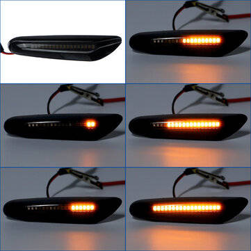 Pair Dynamic Flow Side Marker Lights Yellow/Whte For BMW E46 E60 E82 E88 E90 E92 E93 (TYPE: D)