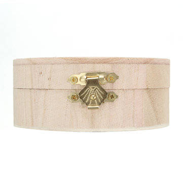 Round Wooden Box Organizer Storage Craft Case for Handicraft Jewelry Gadgets