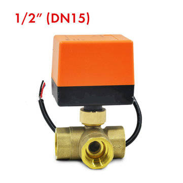 1/2" 3/4" 1" Motorized Electric Brass 3 Way Ball Valves Female 3 Wire Ac 220v Ful... (size: 1/2inch)
