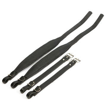4pcs Black Thickness Guitar Accordion Strap PU Leather Shoulder Straps Belt Adjustable 2 Short 2 Lon