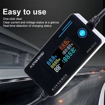 KEWEISI KWS-DC22 Electric Vehicle Charger Detector Digital Voltmeter Ammeter Wattmeter Voltage Curre