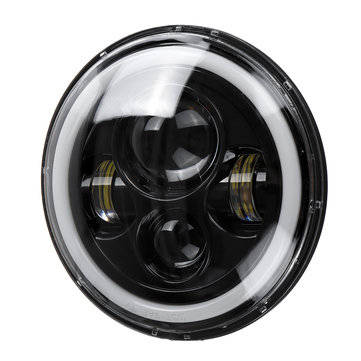 7inch Round LED Headlights Blue Halo Ring Angel Eyes For Jeep Wrangler JK TJ LJ CJ