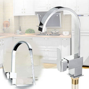 Modern Chrome Brass Kitchen Faucet Swivels Spout Single Handle Basin Mixer