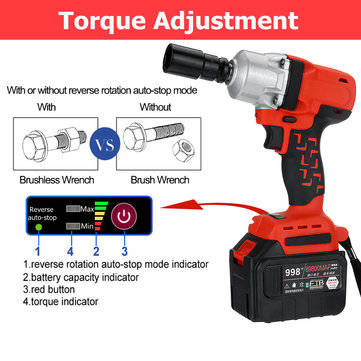 600Nm 89800mAh 1/2`` Cordless Impact Wrench Power Driver Electric Wrench Socket
