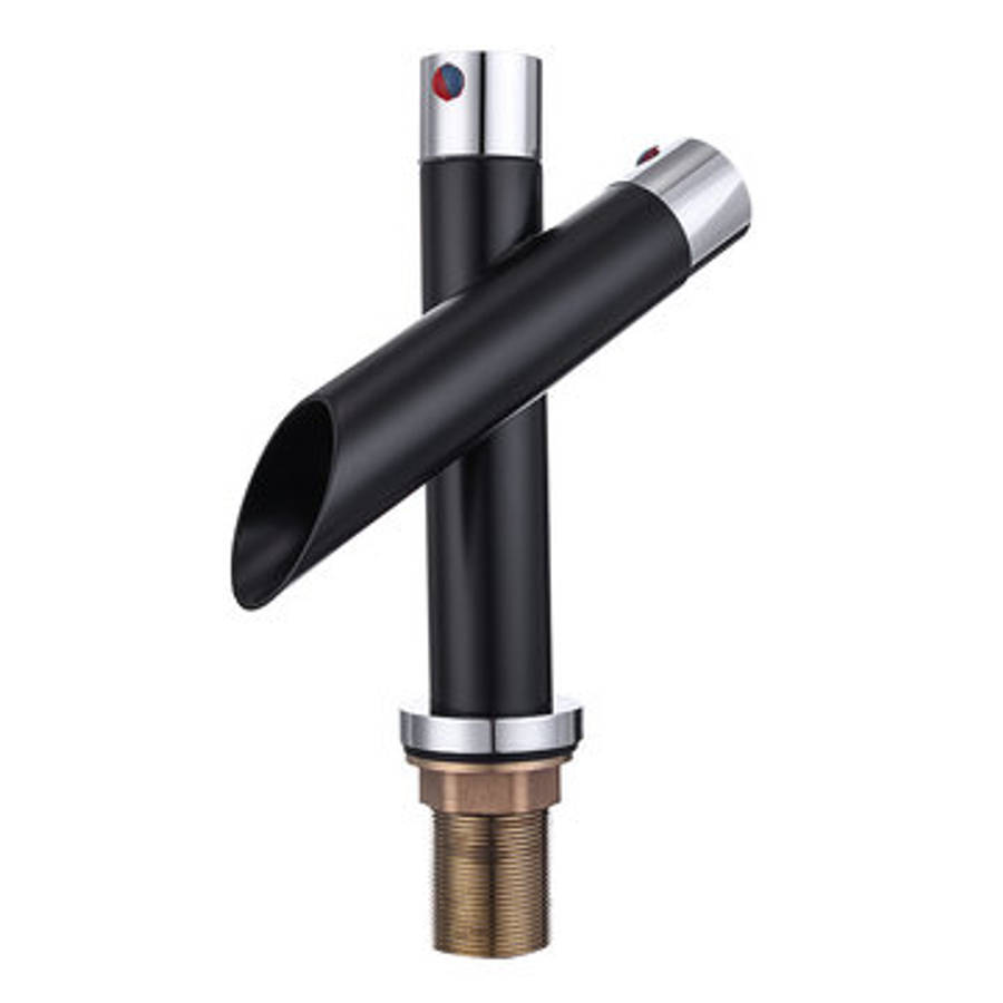 Modern Unique Bathroom Basin Faucet Single Handle Kitchen Sink Mixer Tap Waterfall Faucet Black