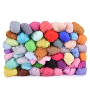 50 Color DIY Wool Felt Kit Needles Tool Set Handmade Needle Felting Mat Starter Fabric Sewing Kit fo