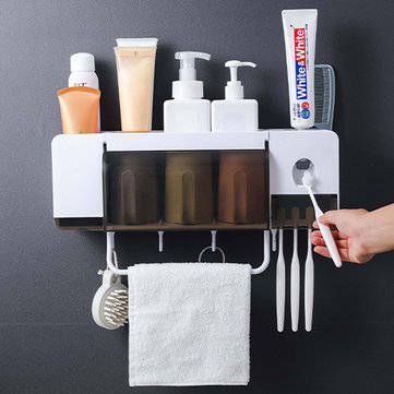 Toothbrush Holder Wall Mount Sucker Bathroom Suction Cup Set Rack Stick Firmly