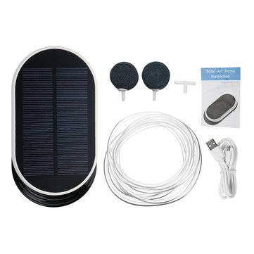 5V 0.9W Portable Solar Powered Oxygen Pump Aquarium Fishing Pool Pond Air Pump Built-in 3600mAh Li-i