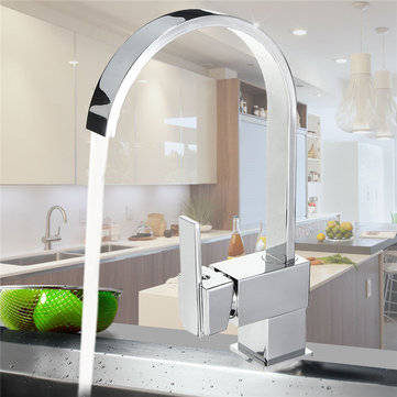 Modern Chrome Brass Kitchen Faucet Swivels Spout Single Handle Basin Mixer