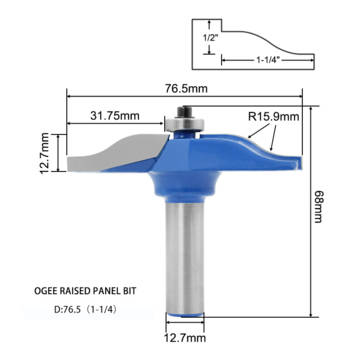 Drillpro 3Pcs 1/2 Inch Shank  Style and Rail Assemble Ogee Rasied Panel Router Bit Tennon Tongue and