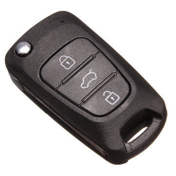 Three Button Flip Key Case Shell for Hyundai i20 i30 Black with Blade