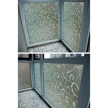 45X100cm Frosted Glass Film Privacy Scroll Flower Window Static Cling