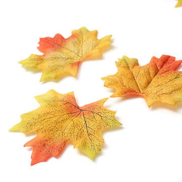 100pcs Artificial Maple Leaves Fall Leaf Party Decor Ornament (NO.: 05)
