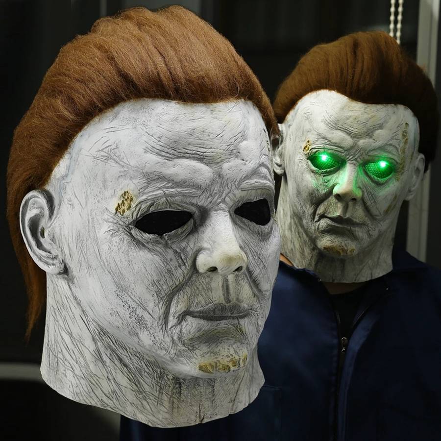 Horror Michael Myers LED Halloween Kills Mask Cosplay Scary Killer Full Face Latex Helmet Halloween