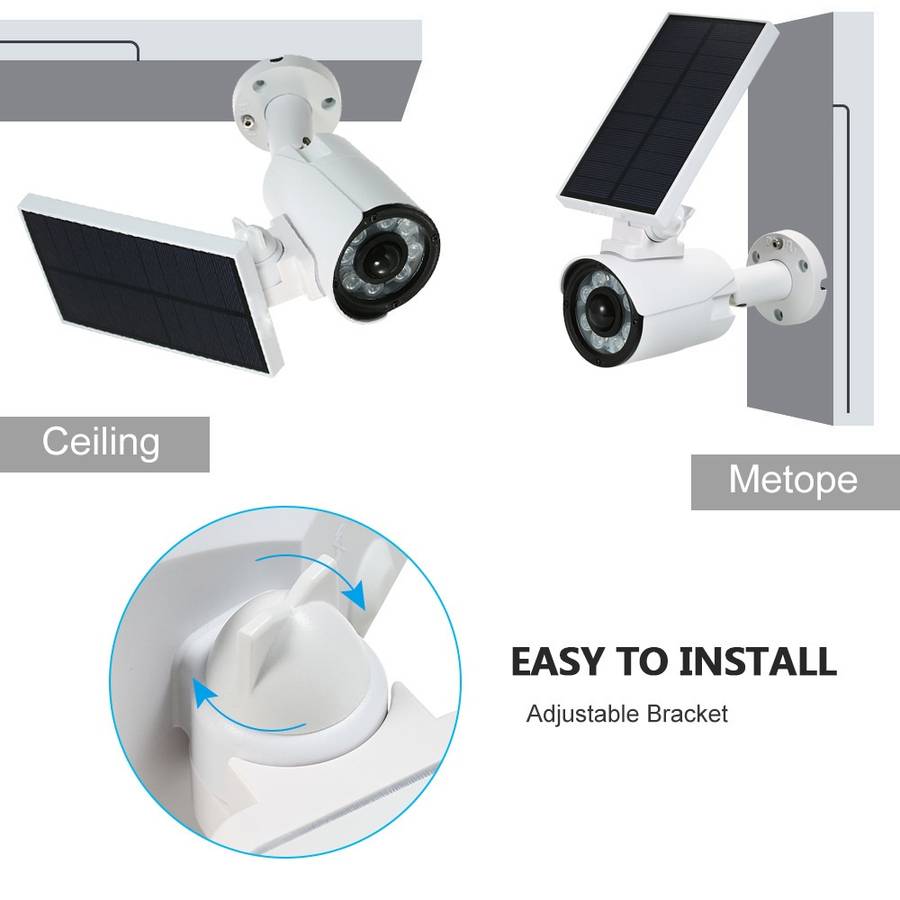 Simulation Solar surveillance Camera Solar Powered Flash Fakes Surveillance Security Camera with 8PC