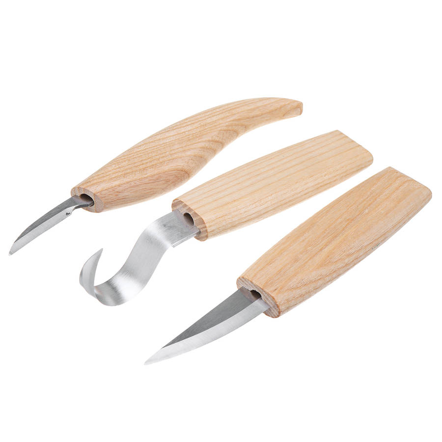 3Pcs Wood Carving Woodcarving Tool Kit Hook Spoon Whittling Beaver