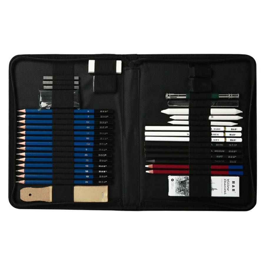H&B HB-TZ66 45Pcs Sketching Pencil Set Charcoal Pencil Graphite Pencil Utility