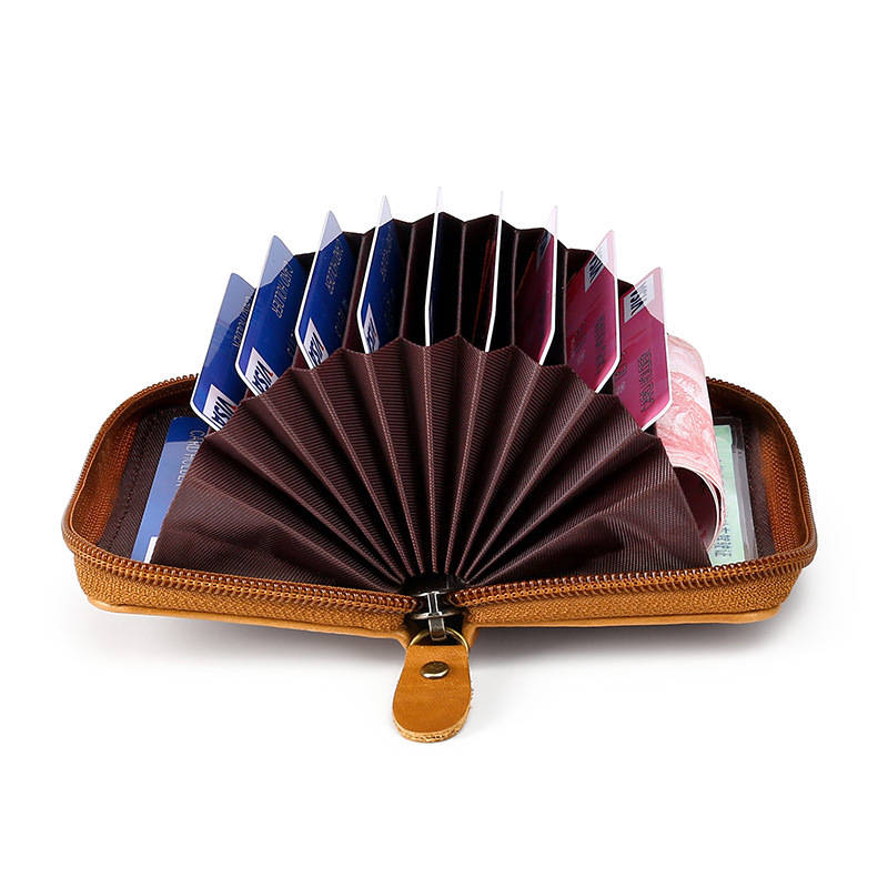 New Leather Card Bag Certificate Package Bank Card Bus Card Sets Card Holder