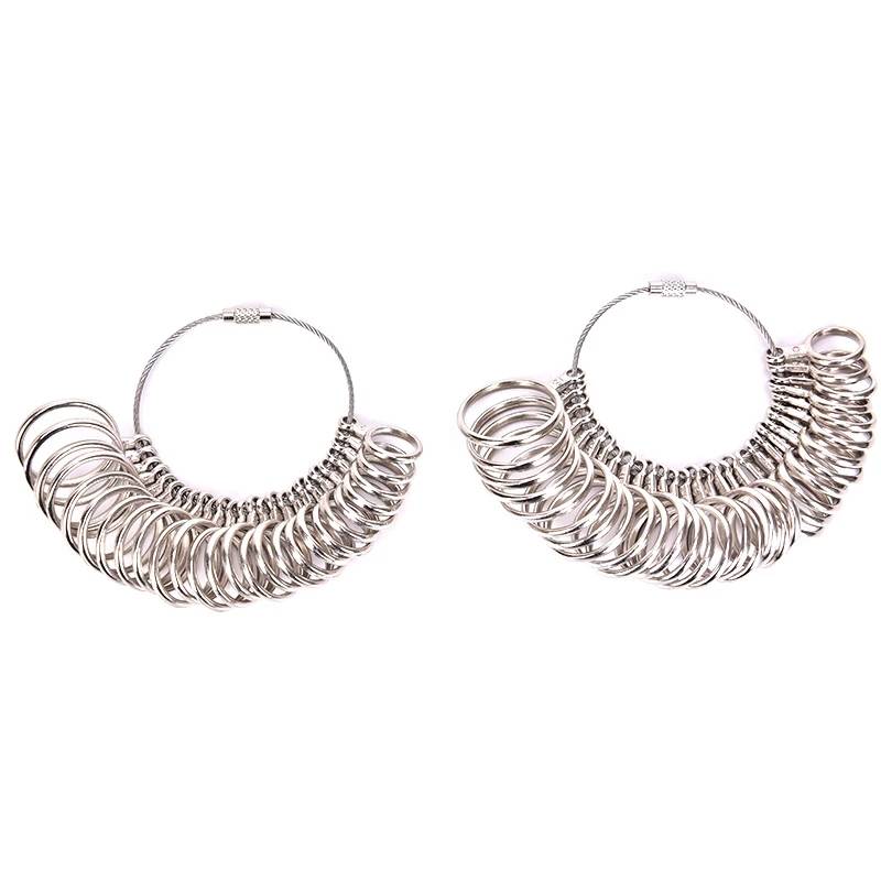 Aluminium Ring Sizer Mandrel Finger Sizing Measuring Stick and Stainless Iron Ring Sizer Guage Set J