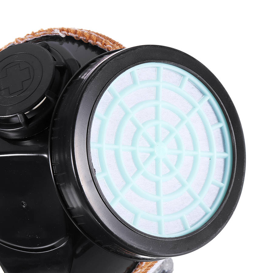 2 in 1 Gas Mask Double Filter Anti Gas Chemical Pesticide Respirator 300Hours Used