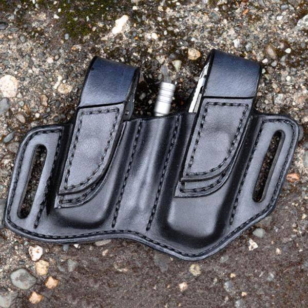 Men Genuine Leather Retro Solid Easy Carry Tooling Bag Belt Bag Waist Bag (Color Coffee)